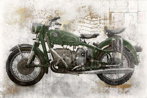 Green MotorcycleÂ  White Modern Wood Framed Art Print with Double Matting by Roozbeh