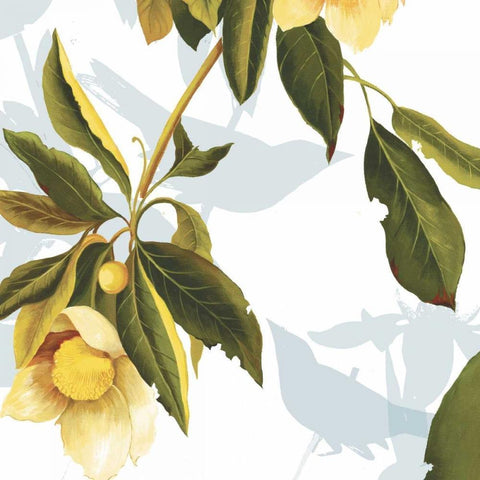 Lemon Floral Gold Ornate Wood Framed Art Print with Double Matting by PI Studio