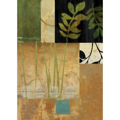 Leaves of Green II Black Modern Wood Framed Art Print with Double Matting by PI Studio