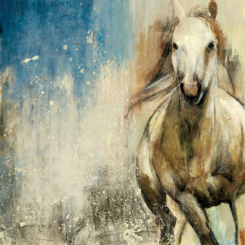 Horses I White Modern Wood Framed Art Print by PI Studio
