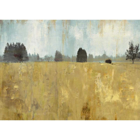 Golden Fields White Modern Wood Framed Art Print by PI Studio