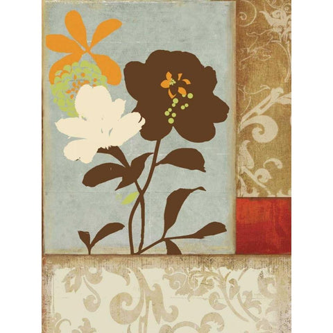 Floral Damask I Black Modern Wood Framed Art Print with Double Matting by PI Studio