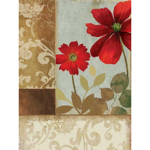 Floral Damask II Gold Ornate Wood Framed Art Print with Double Matting by PI Studio