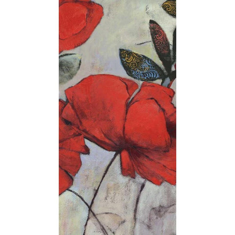 Red Poppy I Black Modern Wood Framed Art Print with Double Matting by PI Studio