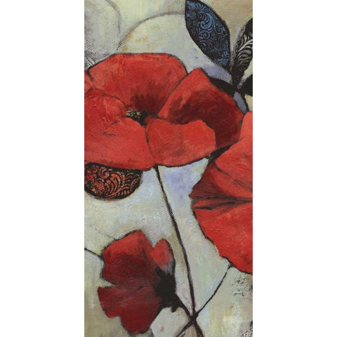 Red Poppy II Gold Ornate Wood Framed Art Print with Double Matting by PI Studio