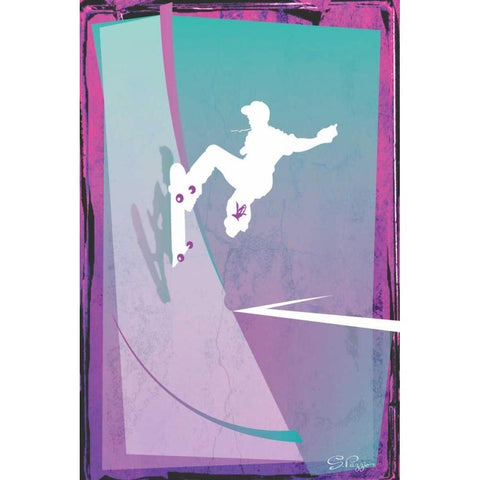 Skate White Modern Wood Framed Art Print by PI Studio