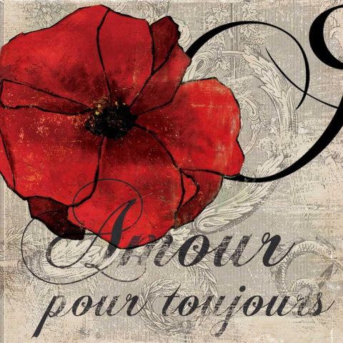Amour Toujours White Modern Wood Framed Art Print with Double Matting by PI Studio