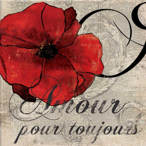 Amour Toujours Black Modern Wood Framed Art Print with Double Matting by PI Studio