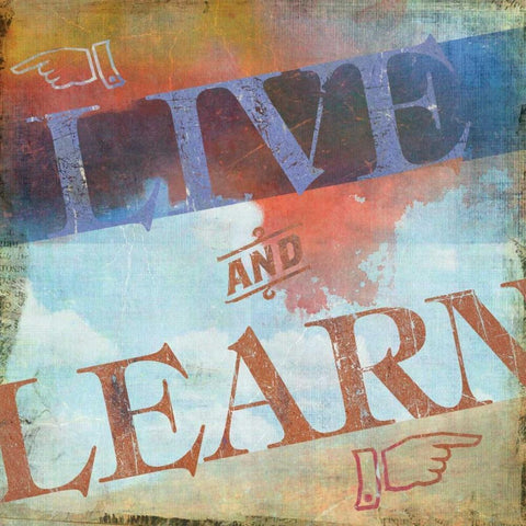 Live and Learn White Modern Wood Framed Art Print with Double Matting by PI Studio