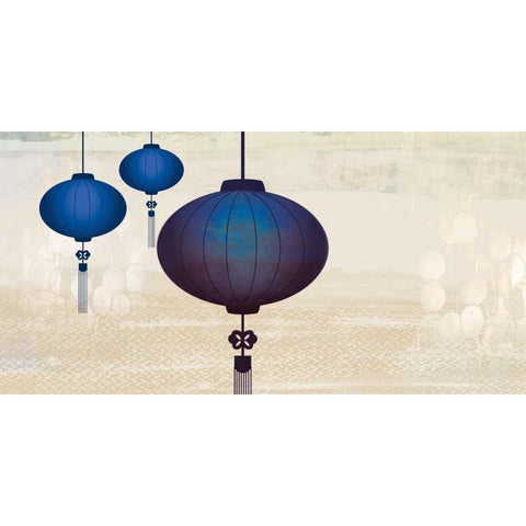 Midnight Lanterns I Black Modern Wood Framed Art Print with Double Matting by PI Studio