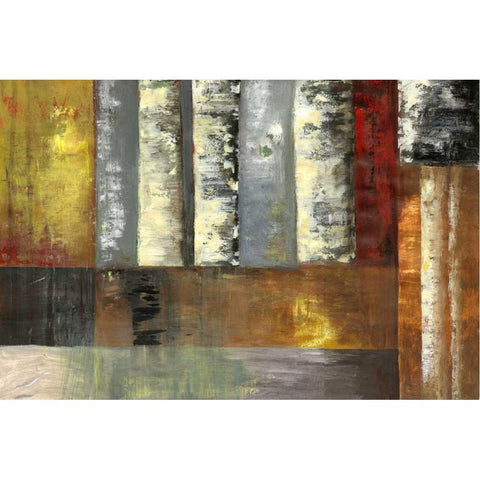 Abstracted Birches I Black Modern Wood Framed Art Print with Double Matting by PI Studio