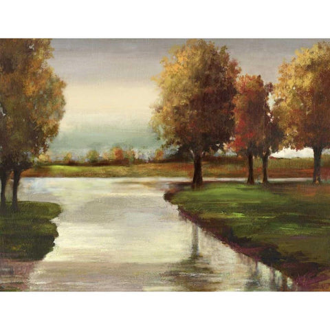 Silver Creek Black Modern Wood Framed Art Print with Double Matting by PI Studio