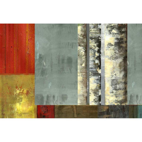 Birch Patchwork Black Modern Wood Framed Art Print with Double Matting by PI Studio