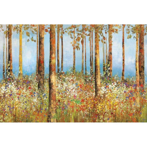 Field of Flowers White Modern Wood Framed Art Print by PI Studio