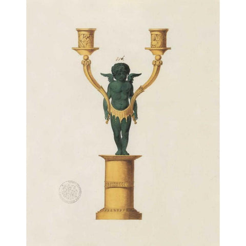 Cherub Candelabra Black Modern Wood Framed Art Print by PI Studio