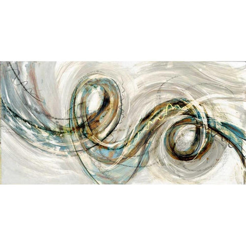 Swirly Whirly II Black Modern Wood Framed Art Print with Double Matting by PI Studio