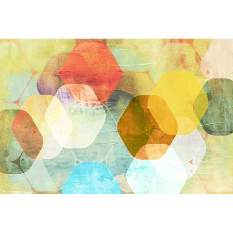 Rounded Hexagon II White Modern Wood Framed Art Print by PI Studio