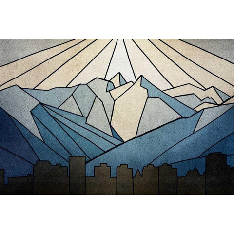 Geometric Mountain White Modern Wood Framed Art Print by PI Studio