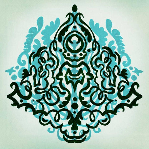 Ornamental Navy Pattern II White Modern Wood Framed Art Print by PI Studio