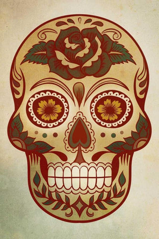 Day of the Dead Skull I White Modern Wood Framed Art Print with Double Matting by PI Studio