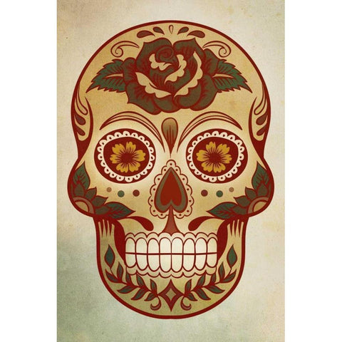 Day of the Dead Skull I Gold Ornate Wood Framed Art Print with Double Matting by PI Studio