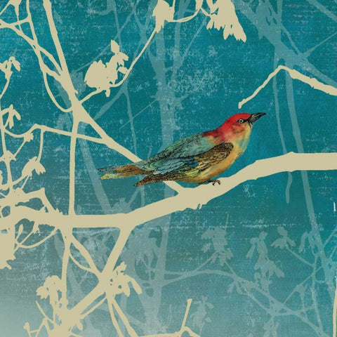 Blue Bird I Black Modern Wood Framed Art Print by PI Studio