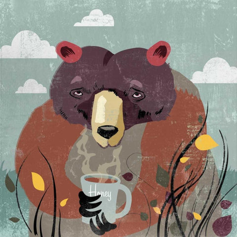 Honey bear Black Modern Wood Framed Art Print by PI Studio