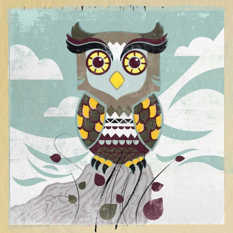 Wise Owl White Modern Wood Framed Art Print by PI Studio