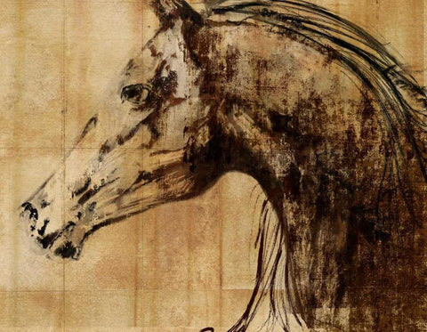 Stallion I - Print on Demand White Modern Wood Framed Art Print with Double Matting by PI Studio