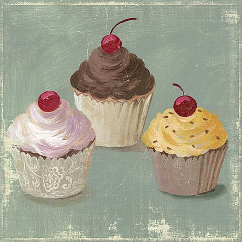 Cupcakes White Modern Wood Framed Art Print with Double Matting by PI Studio