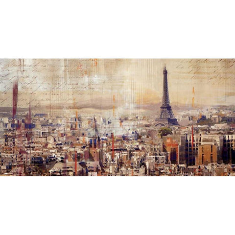 City of Light Black Modern Wood Framed Art Print with Double Matting by PI Studio