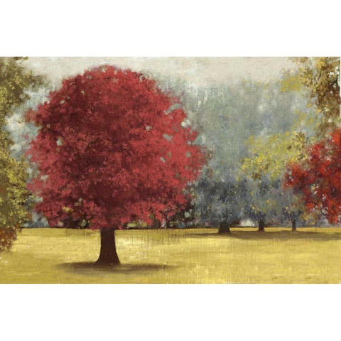 Summer Days - Red Black Modern Wood Framed Art Print with Double Matting by PI Studio