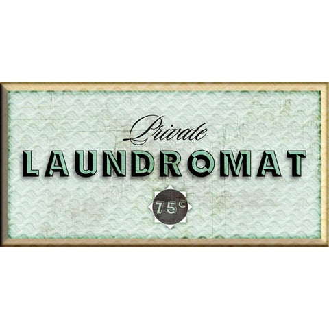 Private Laundromat Black Modern Wood Framed Art Print with Double Matting by PI Studio