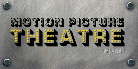 Motion Picture Theatre White Modern Wood Framed Art Print with Double Matting by PI Studio