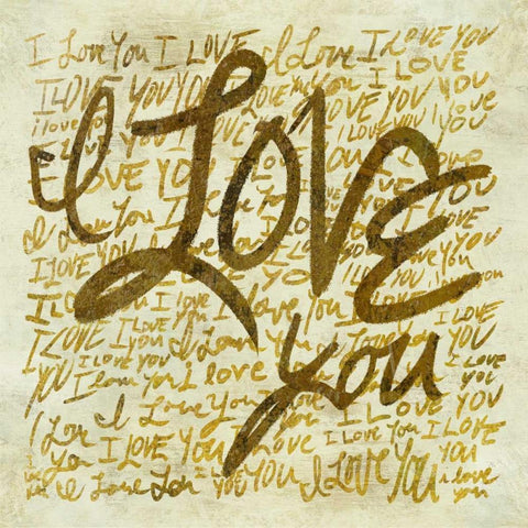 I love you Gold Ornate Wood Framed Art Print with Double Matting by PI Studio