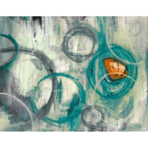 Auspicious Teal White Modern Wood Framed Art Print by PI Studio