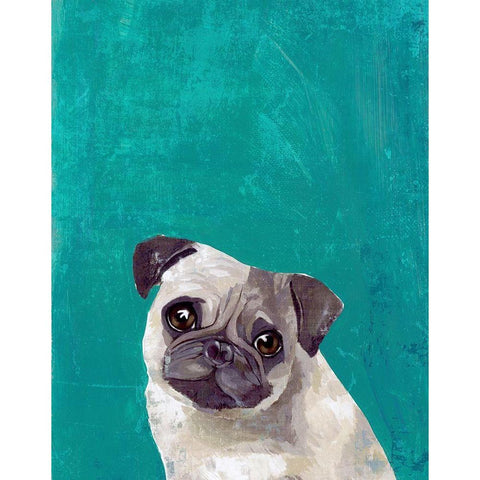 Pug Puppy  White Modern Wood Framed Art Print by PI Studio