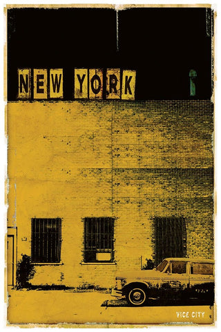 Vice City New York White Modern Wood Framed Art Print with Double Matting by Normand, Pascal