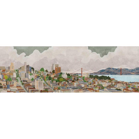 San Francisco Black Modern Wood Framed Art Print with Double Matting by PI Galerie