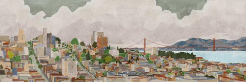 San Francisco White Modern Wood Framed Art Print with Double Matting by PI Galerie