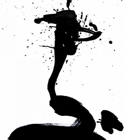 Ink Blot I White Modern Wood Framed Art Print with Double Matting by PI Galerie