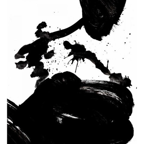 Ink Blot III Black Modern Wood Framed Art Print by PI Galerie