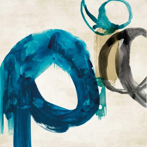 Blue Ring I  Black Modern Wood Framed Art Print with Double Matting by PI Galerie