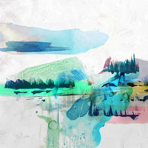 Palette Landcape II White Modern Wood Framed Art Print by PI Galerie