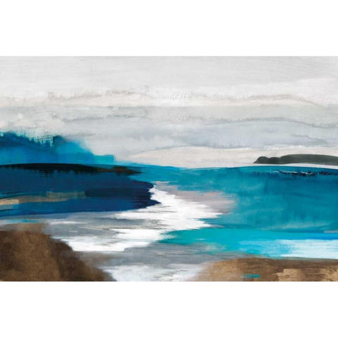 Misty River Black Modern Wood Framed Art Print by PI Galerie