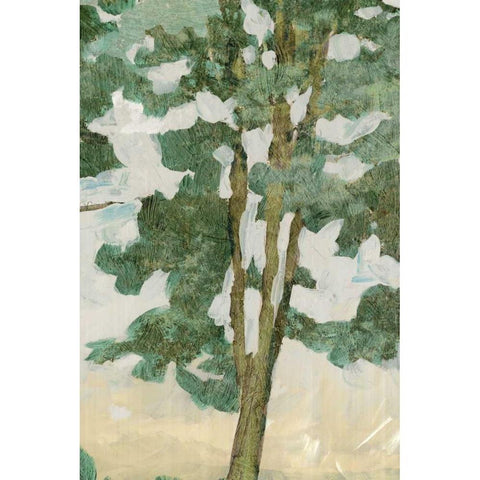 Green Tree Line II White Modern Wood Framed Art Print by PI Galerie