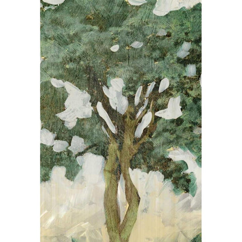 Green Tree Line III White Modern Wood Framed Art Print by PI Galerie