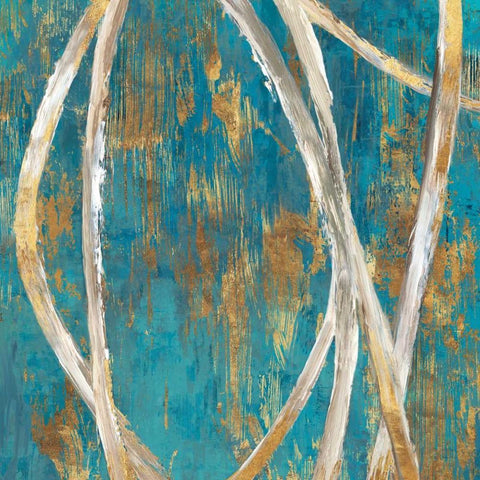 Teal Abstract I Black Modern Wood Framed Art Print by PI Galerie