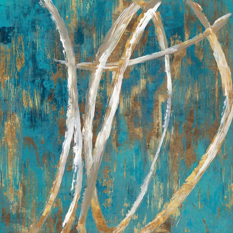 Teal Abstract II Black Modern Wood Framed Art Print by PI Galerie