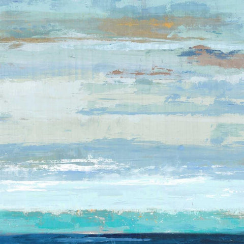 Sea Shore I White Modern Wood Framed Art Print with Double Matting by PI Galerie